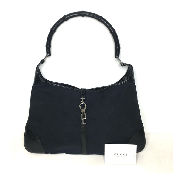 Authentic Gucci Jackie hobo bag black canvas - Picture 1 of 16